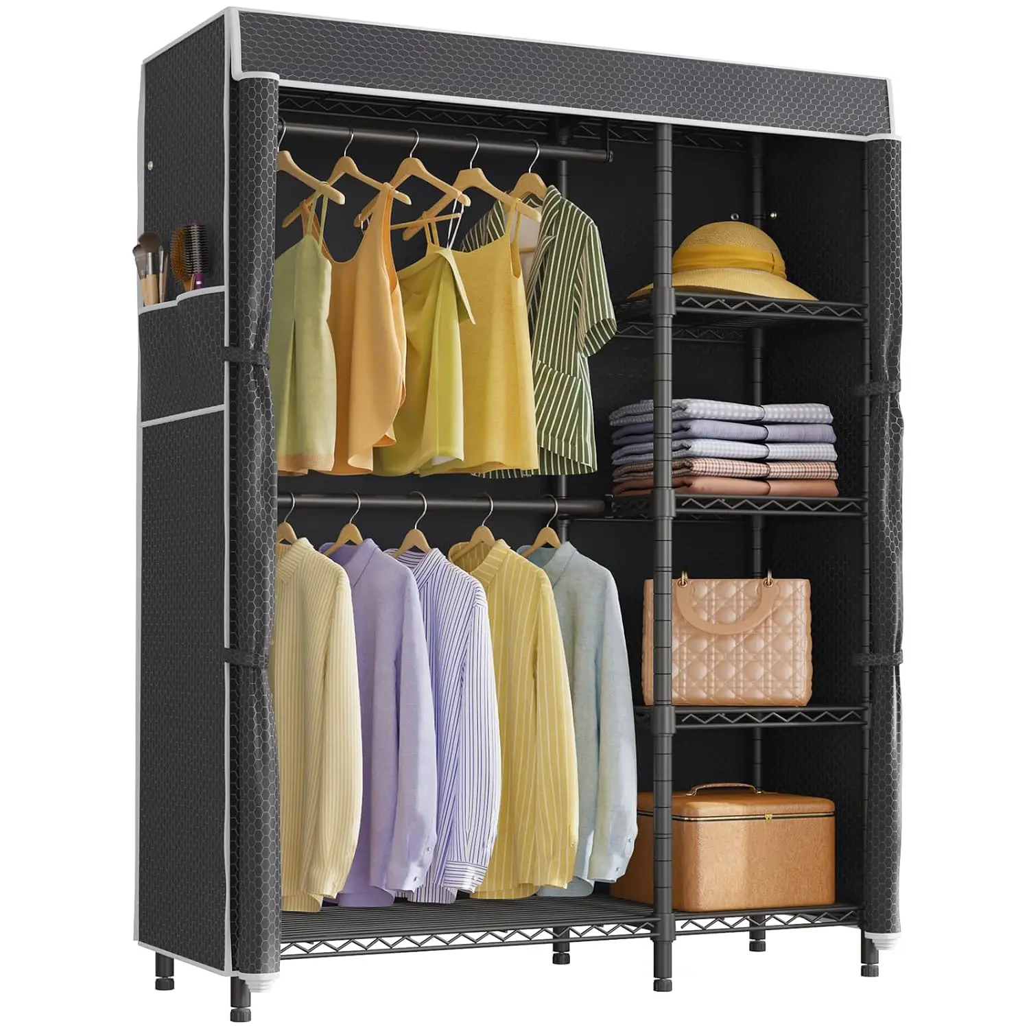 Wardrobe Closet Portable Fabric Cover - Tragbarer Kleiderschrank, strapazierfähiger Kleiderständer mit Stoffbezug,
