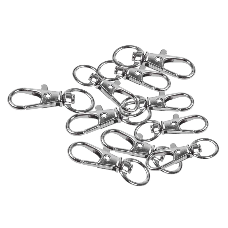 M11K-80Pcs Metal Clasp Swivel Trigger Clips Snap Hooks Key Ring Bags DIY Craft Silver