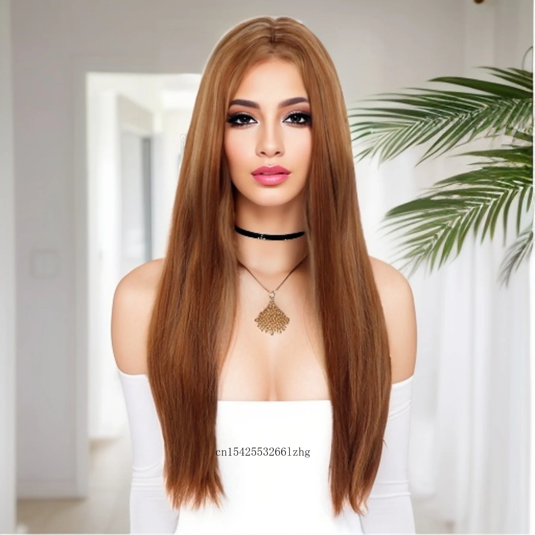 

Synthetic Hair 24" Long Straight Hair Copper Wigs for Women Natural Hairstyles Drag Wig Bangs Mix Blonde Color Costume Wig Girl