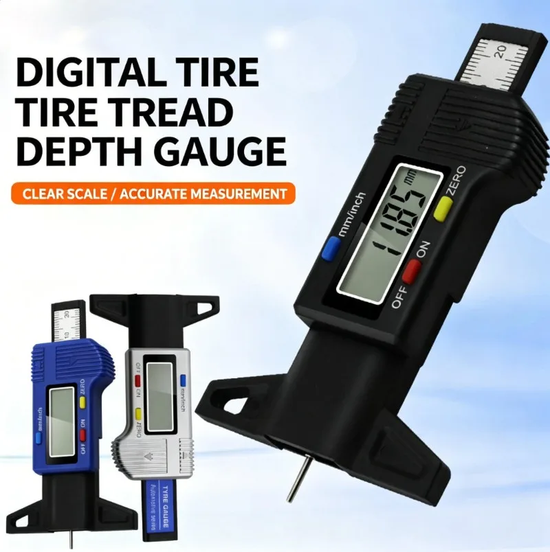 

Digital Tire Tread Depth Gauge with Electronic Display Tire Wear Detector Automobiles Tire Tread Measuring Tool Card Packaging