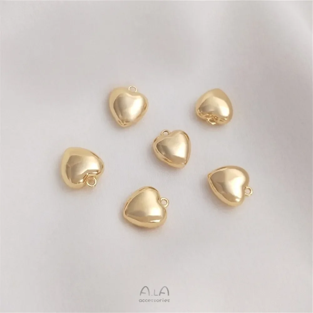 14K Gold Plated New heart hanging ornaments love small pendant handmade DIY bracelet necklace clavicle chain pendant