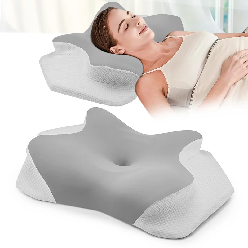 Ergonomic Side Sleeper Pillow for Neck Support, for Sleeping, Contour Pillow Orthopedic Bed Pillow for Back Stomach Sleepers
