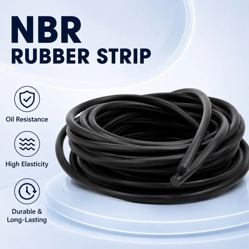 NBR Rubber Strip Oil Resistant Heat-Resistant O-Bar Seal Compression Round Strip 0.8-8mm OD for 5/10 Meter Length