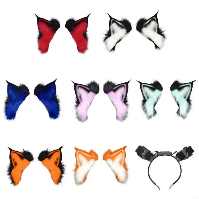 

Anime Cosplay Props Hair Hoop Furry Dynamic Ear for Halloween Headband Furry Kitten Animal Carnivals Y08E