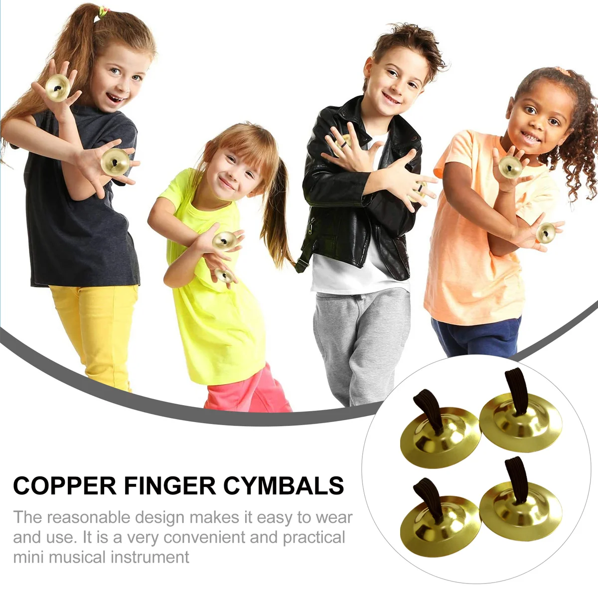 2 Pairs Instruments Belly Dancing Finger Cymbal Kids Rhythm Musical Small Cymbals For Golden Children's Percussion Mini