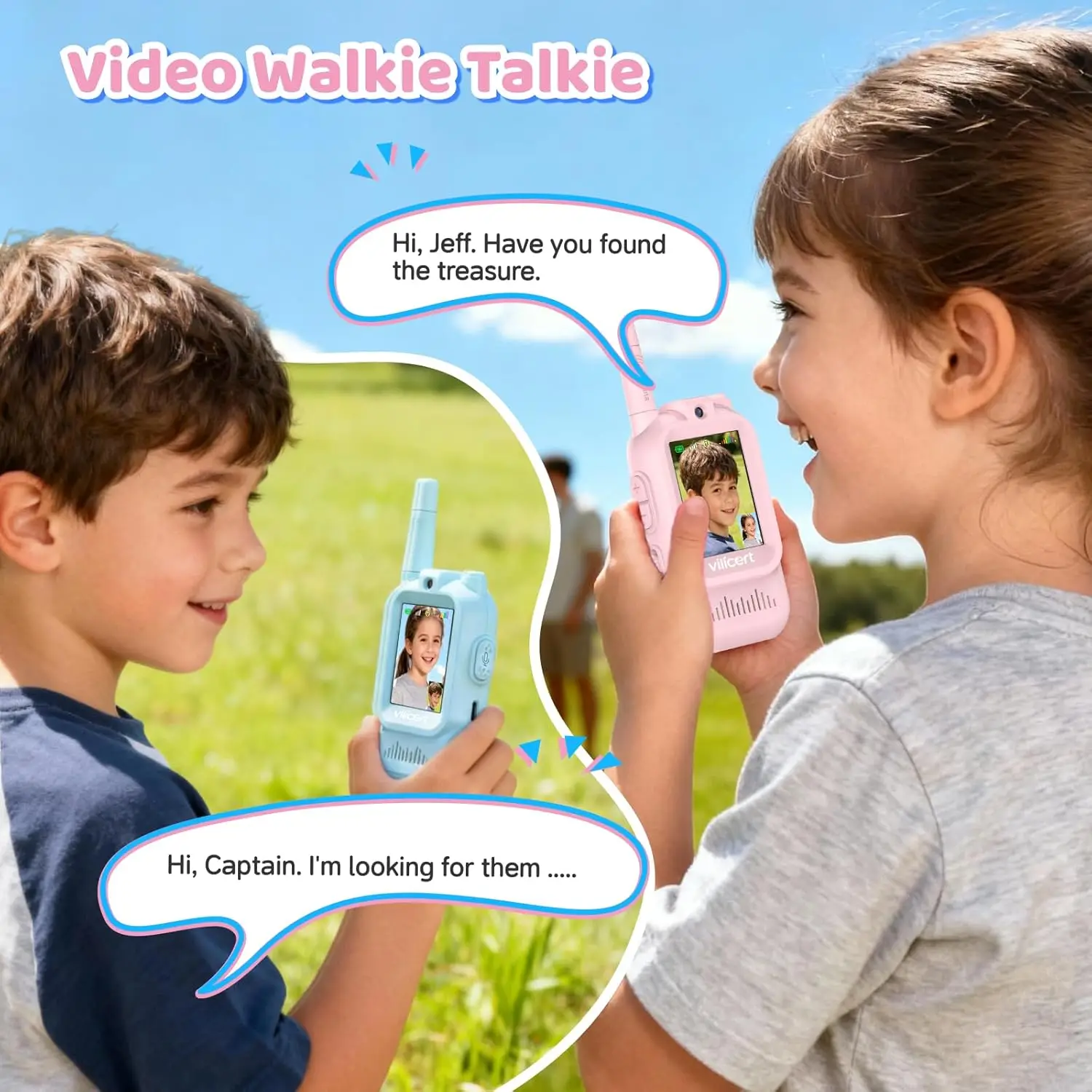 2025 Video Walkie Talkie Toys for Kids with Screen Long Range 2 Way Radio 4 Voice Effects Christmas Birthday Gifts
