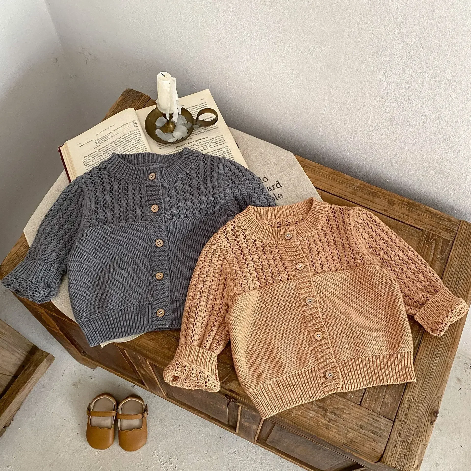 

0-3T Newborn Kid Baby Boy Girl Clothes Hollow Out Long Sleeve Baby Sweater Cardigan Knit Top Casual Knitwear Coat Outfit