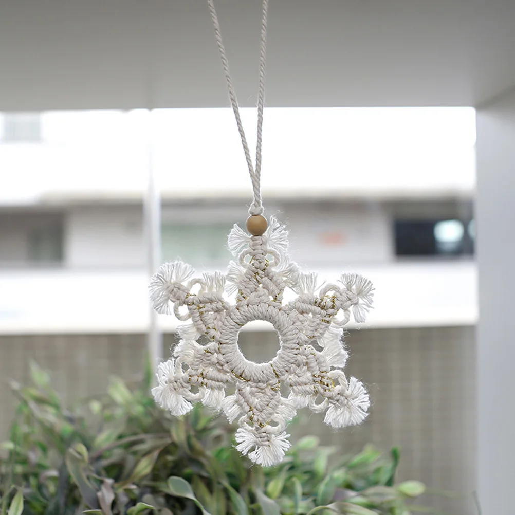 Retro Snowflake Pendant Car Hanging Ornament Lightweight Woven Decoration For Car Interior Mirror Christmas Auto Accessories