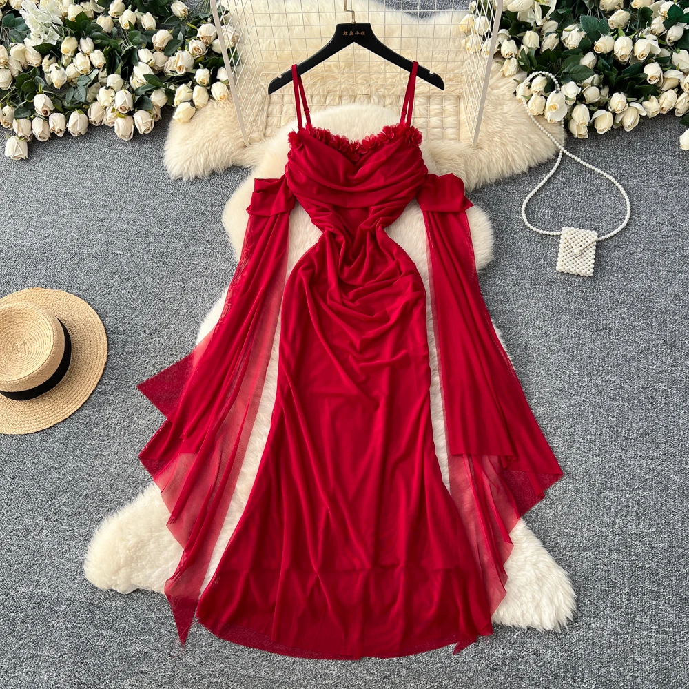 

chic off shoulder ruffle fairycore Elegant Evening Party Women Fashion Vintage Vestidos summer dress