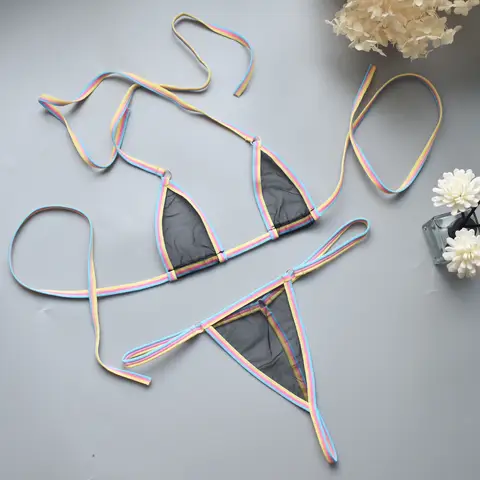 Women s Lingerie Set Sheer Mesh Design Bikini Thong Comfort Stylish Nightwear Underwear for Women Available in 6 Colors S XL