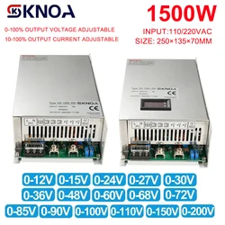 Digital Display Adjustable 1500W Power Supply 0-12V 15V 24V 27V 30V 36V 48V 60V 68V72V 85V 90V 100V 110V 150V 200V AC-DC SMPS