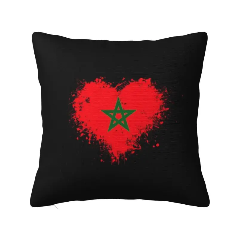 Custom Moroccoe Flag Heart Luxury Throw Pillow Cover Moorish Moroccan Patriotic Car Cushion