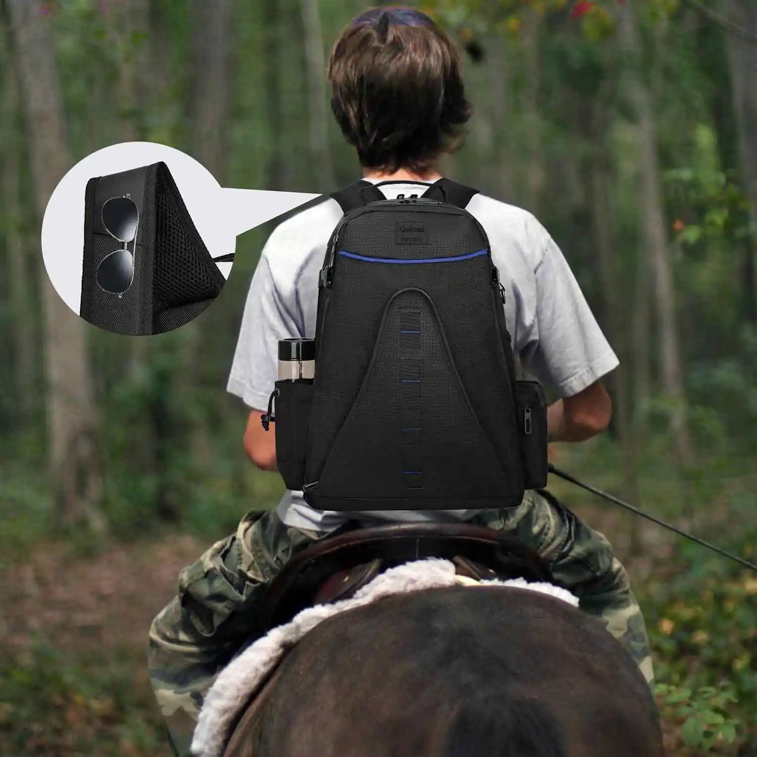 Professional Equestrian Backpack with Helmet Holder Waterproof Horse Riding Boot Bag with Multiple Compartment Carry Accessories