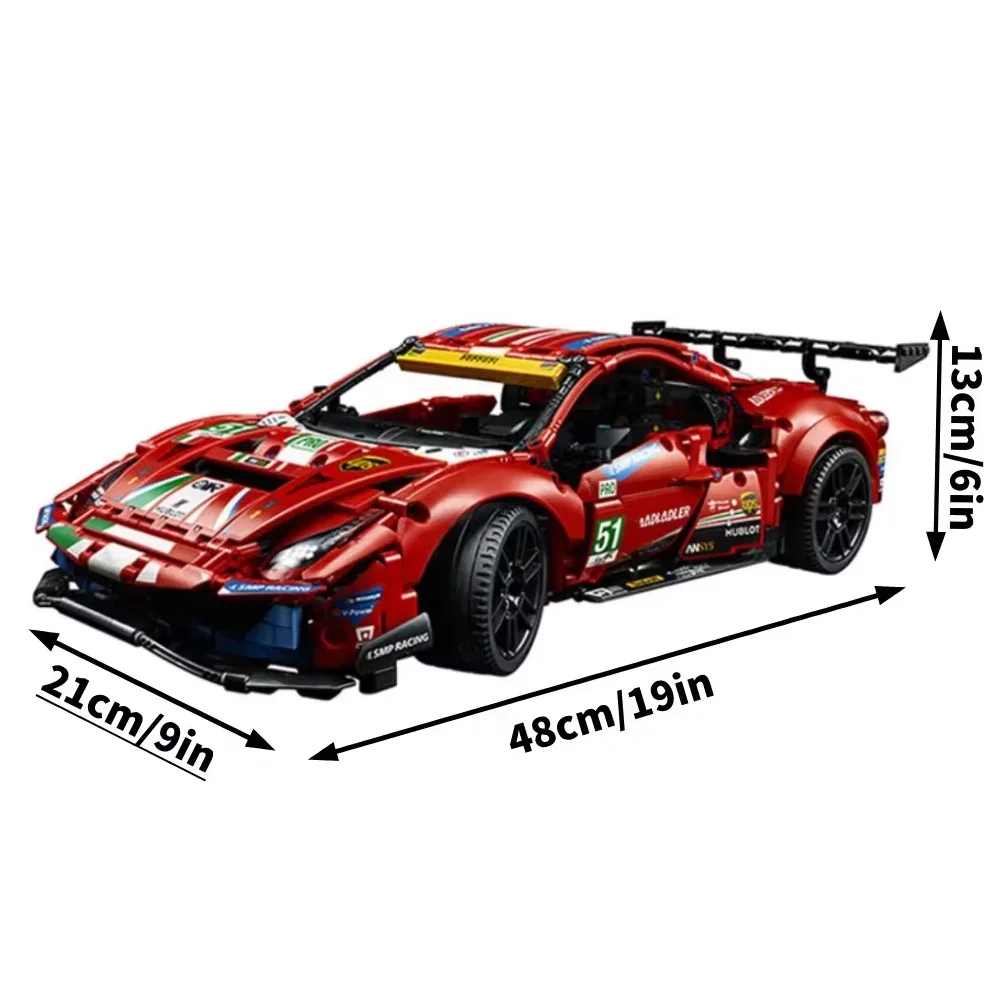 Technical Famous Red 488 City Racing Car Building Blocks MOC 42125 Bricks Super Sports Cars Model Boys Assembly Toys Kid Gifts