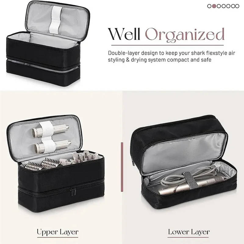 ABUD-حقيبة حمل لحقيبة Shark Flexstyletravel 430/440 Flexstyle حقيبة تخزين محمولة لـ Dyson Airwrap أسود متين