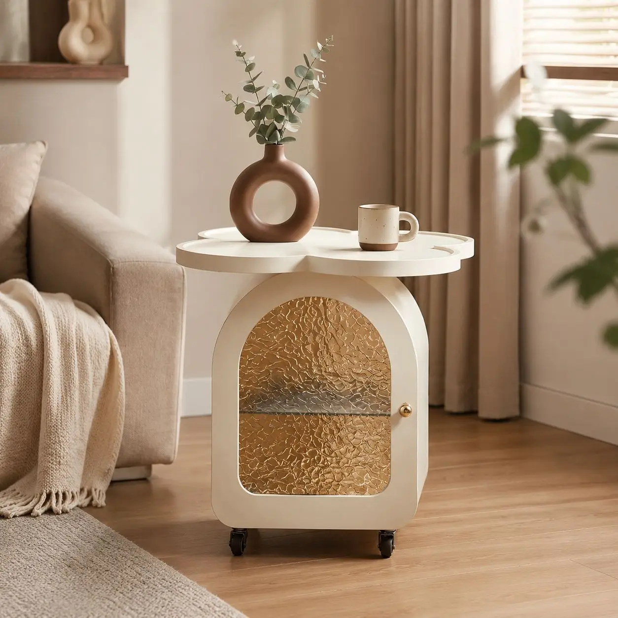 Four-leaf Clover Movable Iron Art Sofa Side Table Creative Storage Bedside Cabinet Household Bedroom Side Cabinet