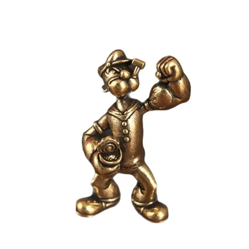 1/2PCS Tea Table Art Ornaments Decorative Car Home Desktop AccessoriesPopeye The Sailor Man Figure Brass Home Decor Office Desk