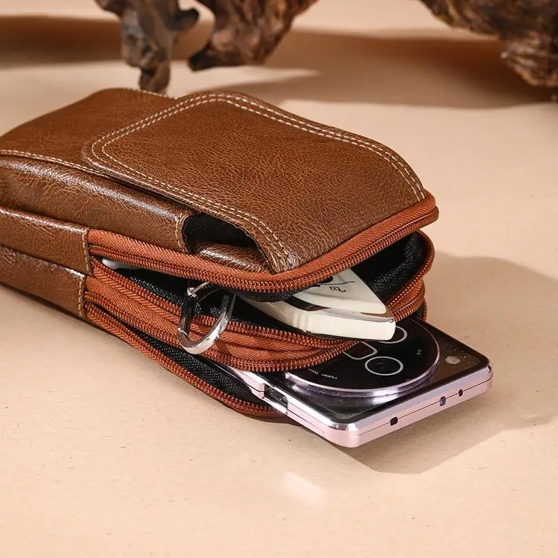 PU-Leder-Umhängetasche, vielseitiger Stil, schlichtes Design, Gürteltasche, mehrere Fächer, Lederetui, Messenger-Tasche, für den Außenbereich und die Arbeit. – Detail 14