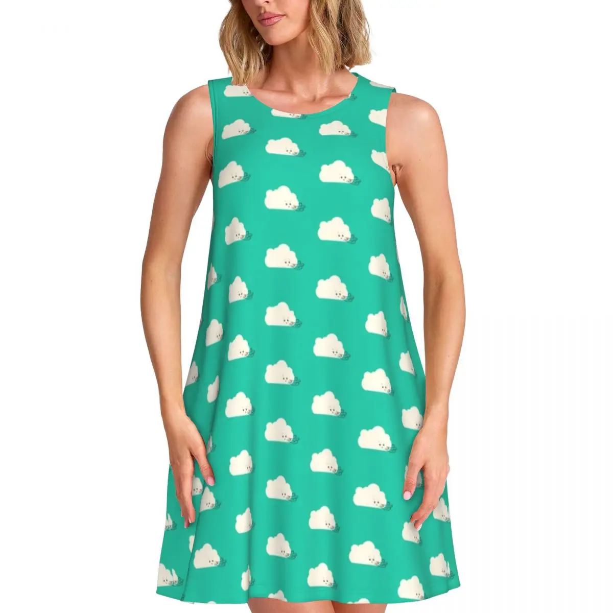 Funny Clound Dress Gust of Wind Cute Dresses Day Streetwear Oversized Tank Dress Cheap Female Pattern Vestidos