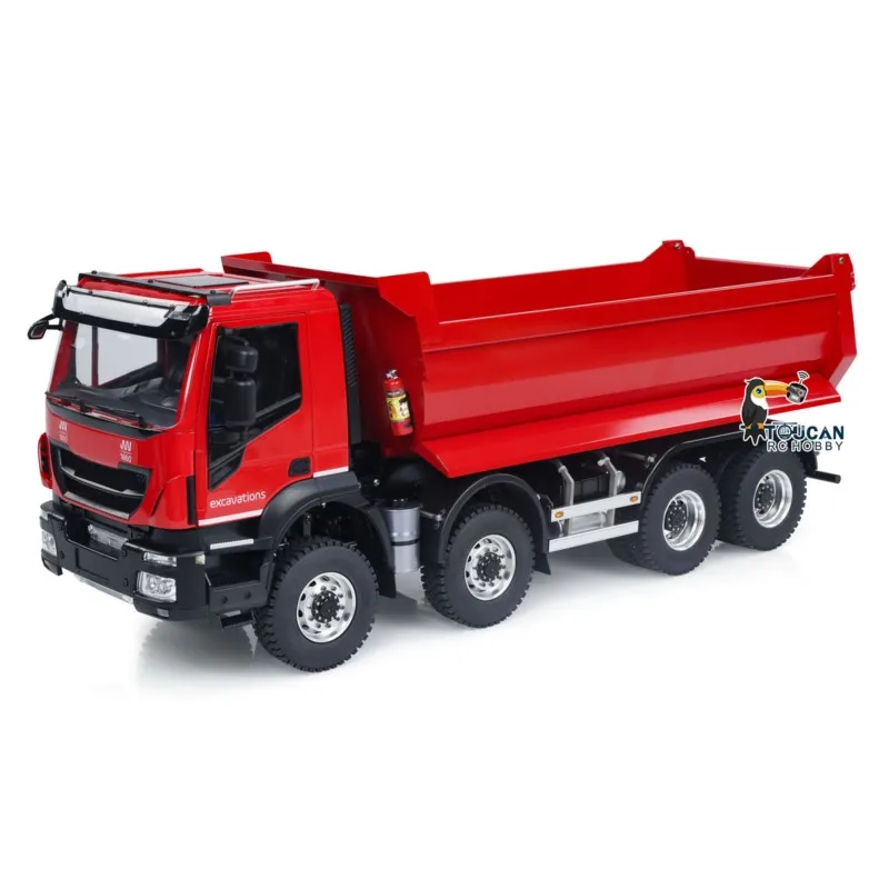 1:14 مقياس الهيدروليكية RC شاحنة قلابة معدنية 8x8 راديو التحكم قلابة نموذج سيارة مع المؤثرات الصوتية لجامعي البالغين #4