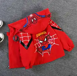 Moletons com capuz com desenhos animados Spiderman para crianças, Zipper Outerwear para bebês, Roupas elegantes para crianças, Outono e inverno