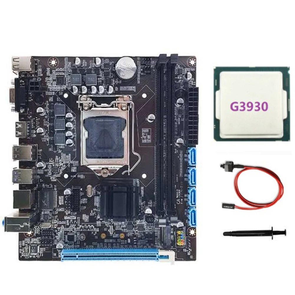 

H110 Computer Motherboard Supports LGA1151 6/7 Generation CPU DDR4 RAM+G3930 CPU+Switch Cable+Thermal Grease