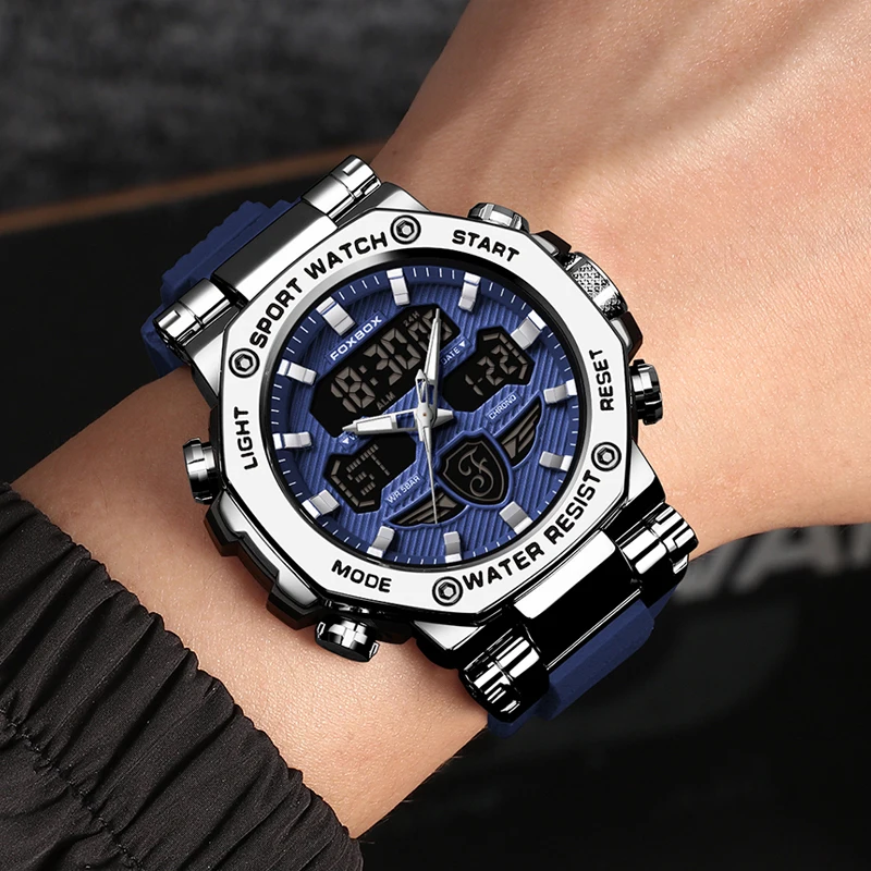 FOXBOX Business Watch Men Fashion Diver Watch Men Top Brand Luxury Sport Waterproof Military Chronograph Relogio Masculino+BOX