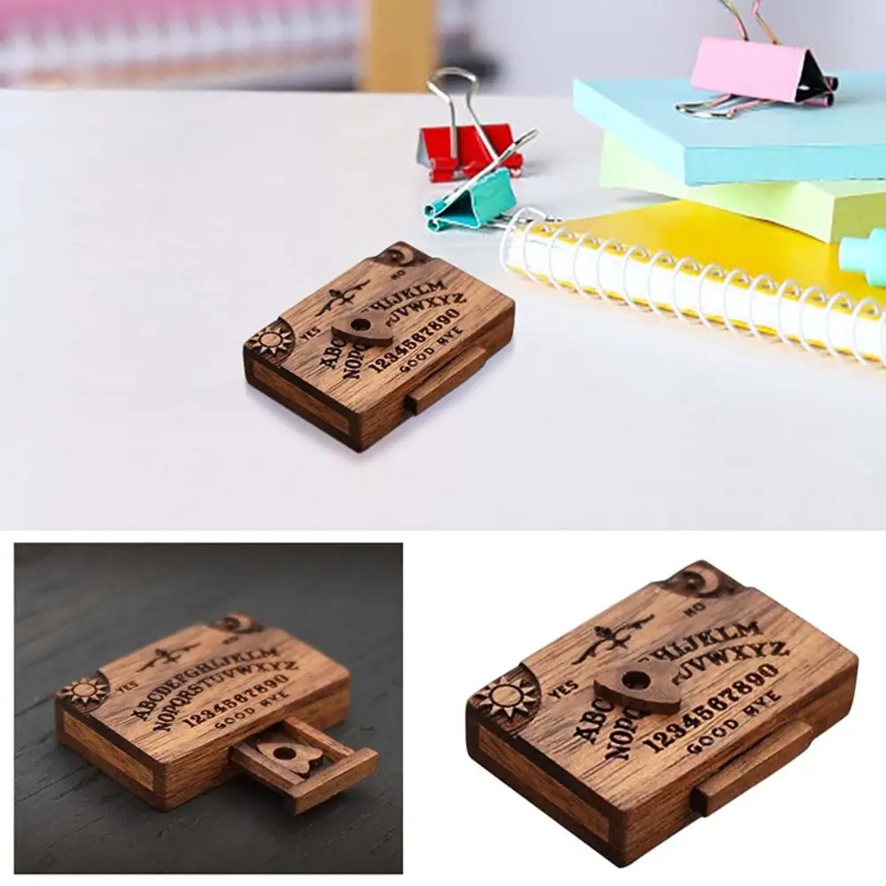 Handmade Ouija Board with Drawer Home Decoration Talking Spirit Board Miniature Spirit Board With Drawer Retro Love Lock