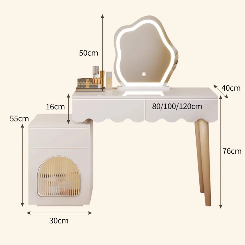 Nowoczesna toaletka Kawaii Nordic Mirror Stylowa toaletka do makijażu Proste krzesło Mesa De Maquillaje Meble do sypialni