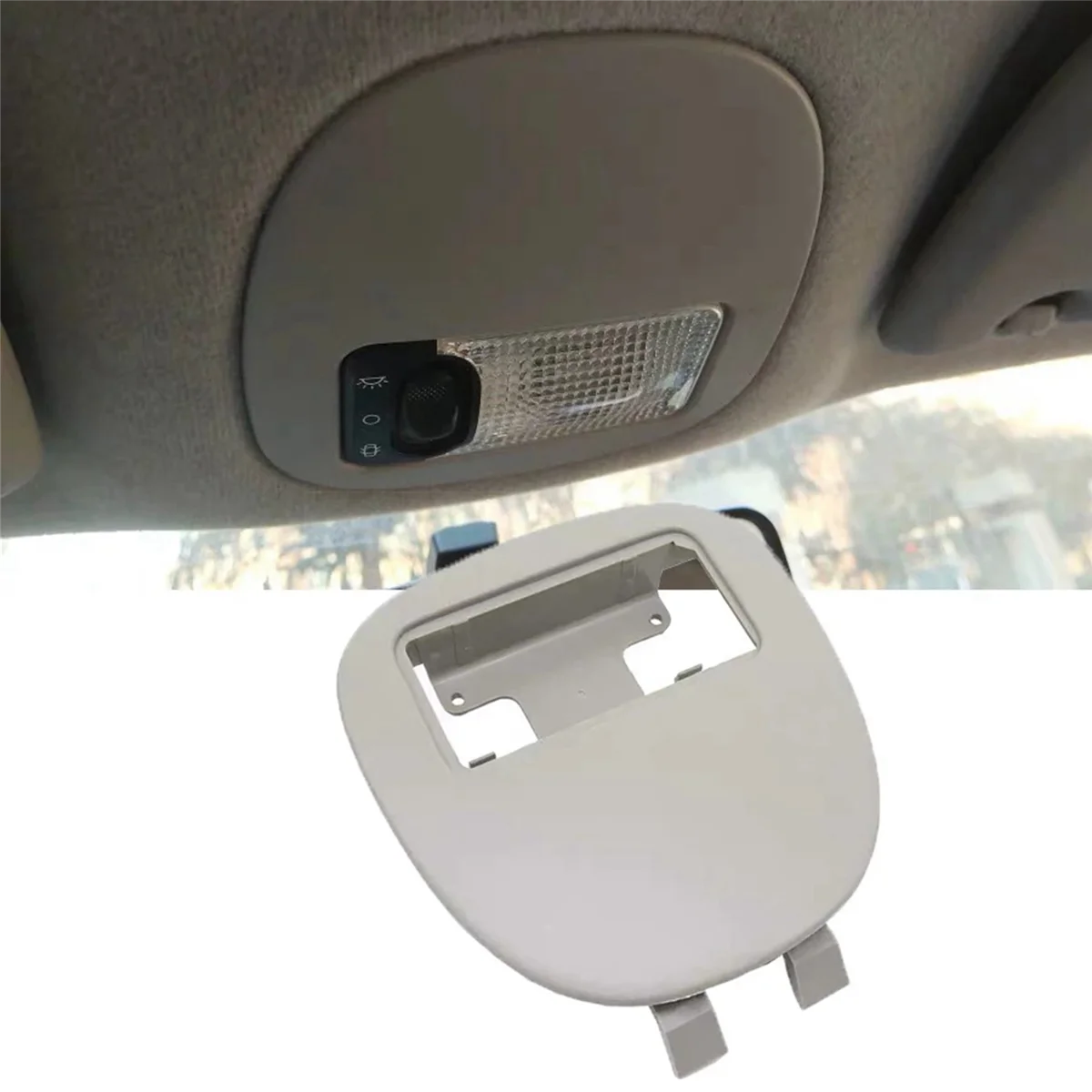 3X 9625049077 Car Interior Front Gray Dome Roof Reading Light Lamp Panel Cover Fit for Peugeot 206 207 Citroen C2