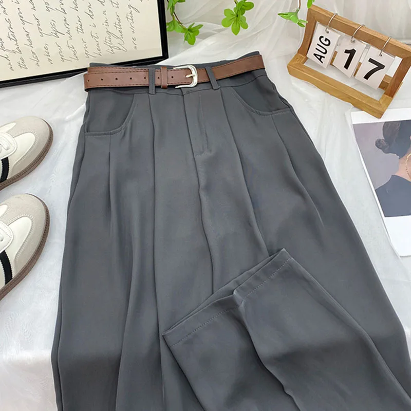 ZOKI High Waist Wide Leg Trousers Women Solid Black M 5