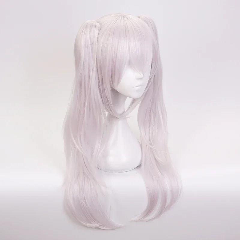 Game Azur Lane Laffey Cosplay Costume Wigs Women Long Heat Resistant Synthetic Hair Wigs With Chip Ponytails   Wig Cap