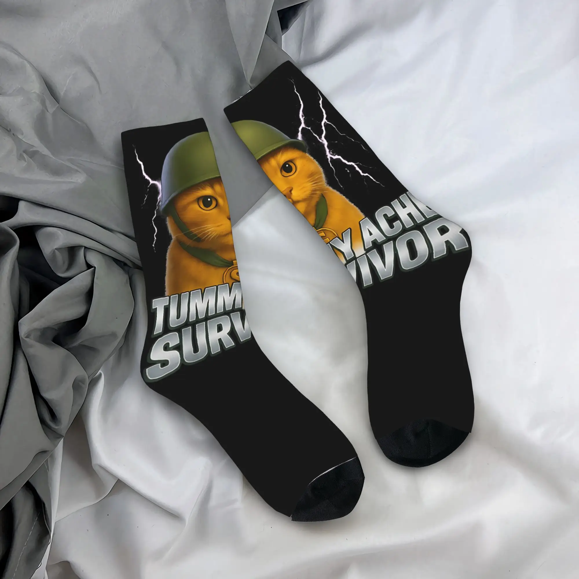 

Женские и мужские носки, нескользящие дышащие носки с забавным котом, зимние повседневные спортивные носки для бега с рисунком