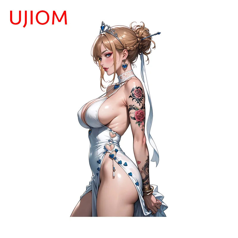 UJIOM Sexy Tattoo Girl Wall Sticker Trendy Artistic Big Boobs Unique Graphics Decal Kitchen Cupboard Refrigerator Decoration