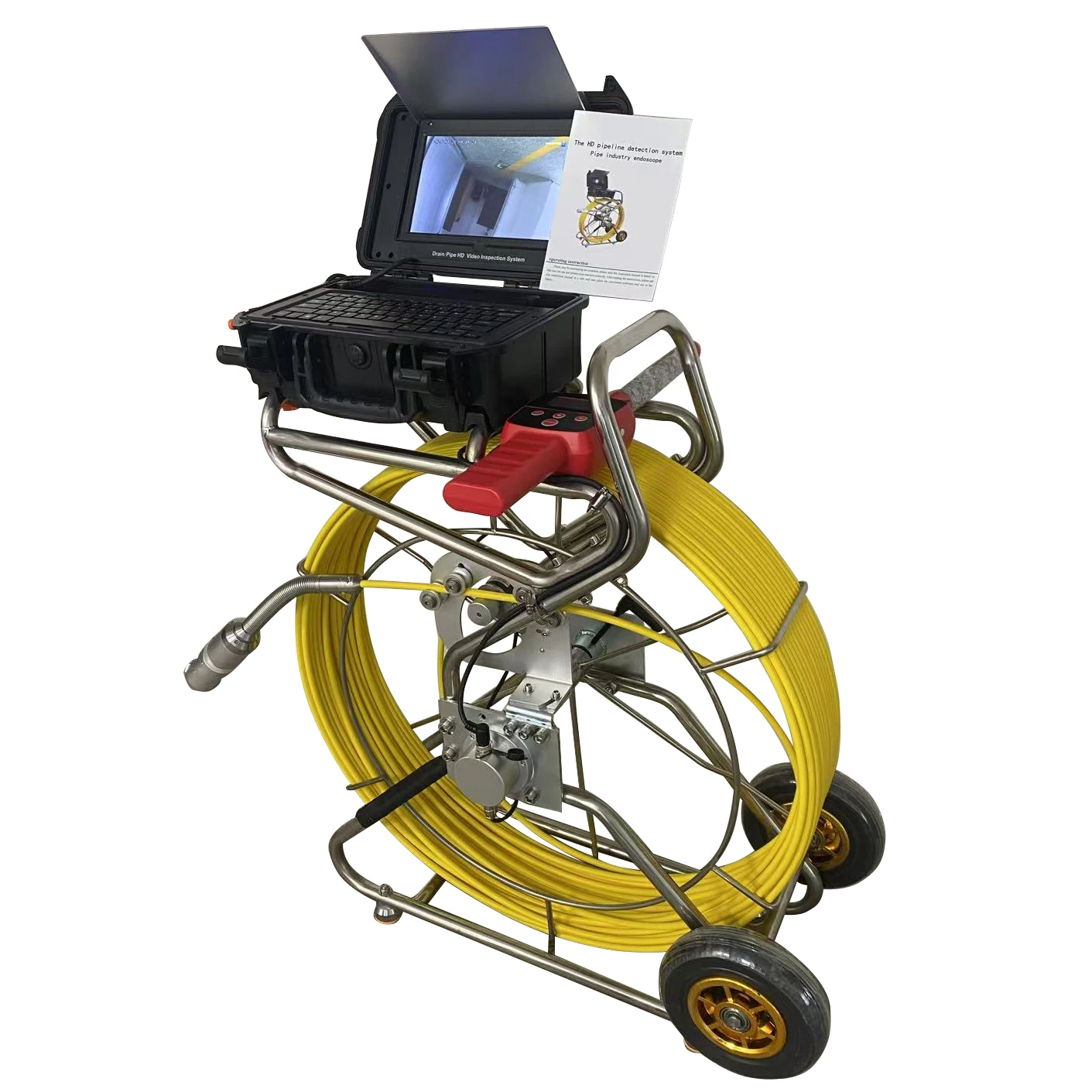 20m to 200m 10.1inch Screen HD 50mm Pant Tilt Pipe Plumbing Camera with 512 Hz Transmitter and Locator