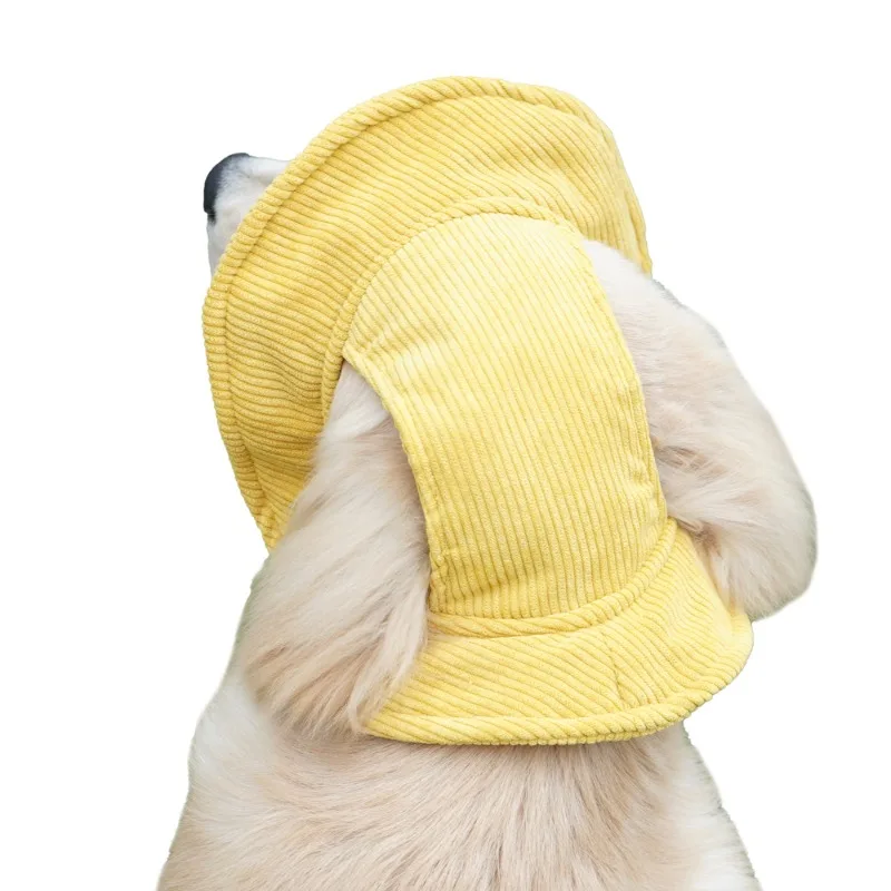 

Pet Dog Sun Hat Corduroy Bucket Hat Summer UV Protection Adjustable Chin Strap Lightweight Breathable Cute Outdoor Beach Camping