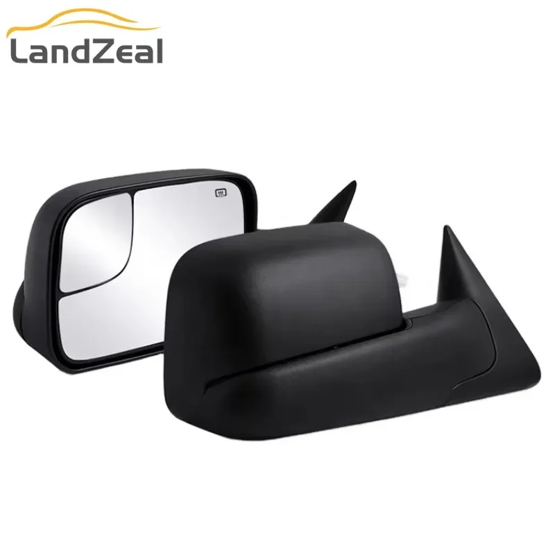 1Pair  Black Texture 7281-98-EH Heated Folding Broad Big Rear View Side Mirror Outside Car For Dodge Ram 1998-2001