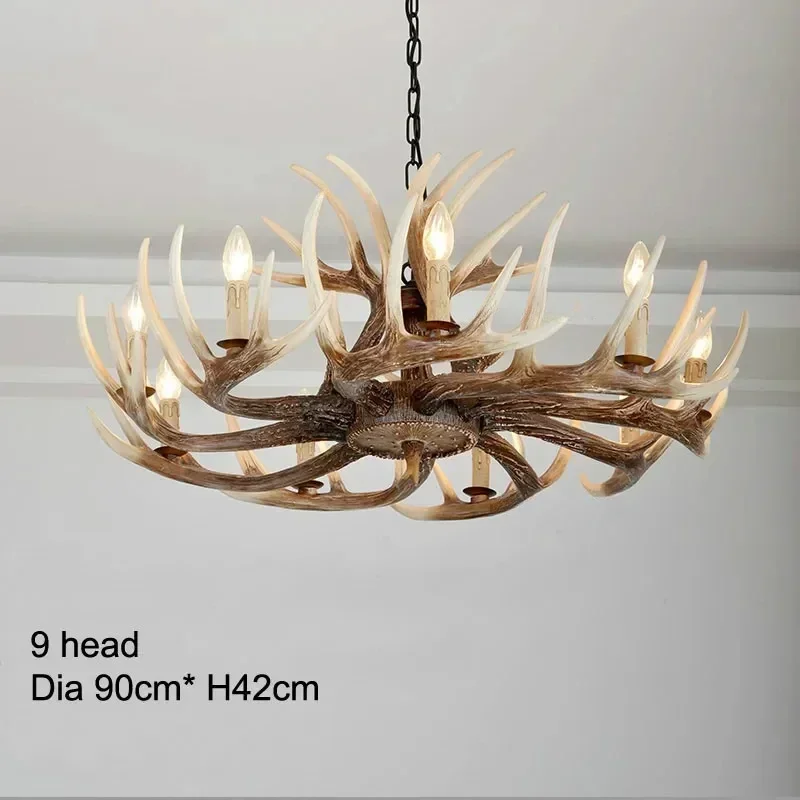 American Country Resin Candle Antler Chandelier Europe Deer Horn Chandeliers Lighting Fixtures,Vintage kitchen chandeliers