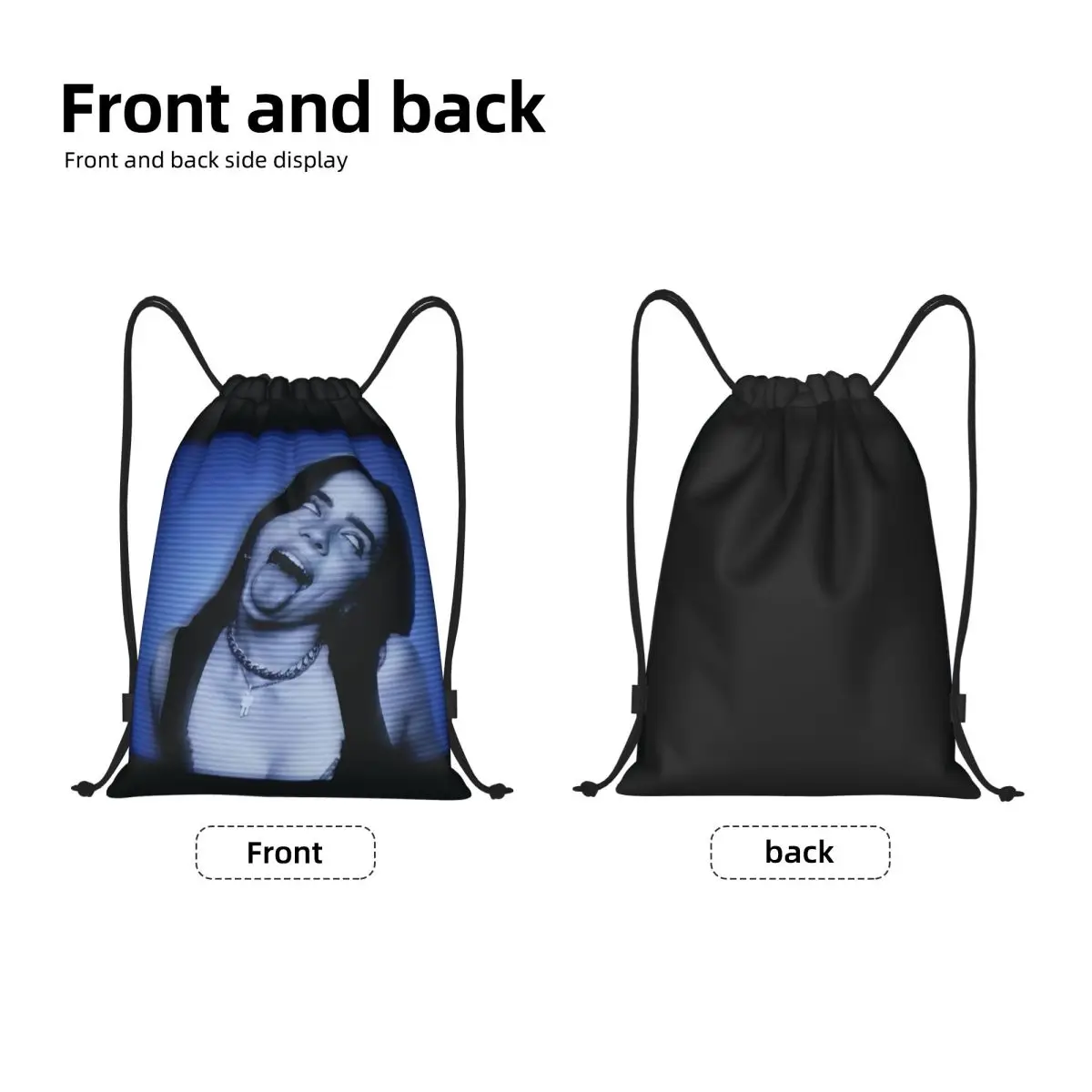Custom Singer Music Billies Eilishs Drawstring Bags Women Men Lightweight Sports Gym Storage Backpack