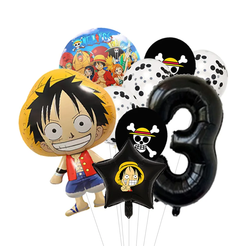 One Piece Birthday Balloon Kit Luffy Foil Mylar plus Color Latex for Anime Photo Booth Backdrop - view 4