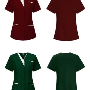 فستان ممرضة بأكمام قصيرة على شكل حرف V ، فستان ممرضة فني نسائي ، ملابس جراحية نسائية ، ملابس صالون ، قمة طبيب أفضل 10 ملابس فني تمريض مبيعا - رقم 4