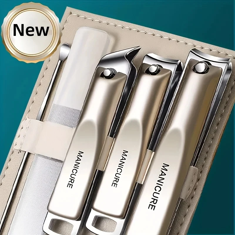 1/5pcs Professional Manicure and Pedicure Kit Includes Nail Clipper Nail File and Ear Pick Portable Storage Case Tool
