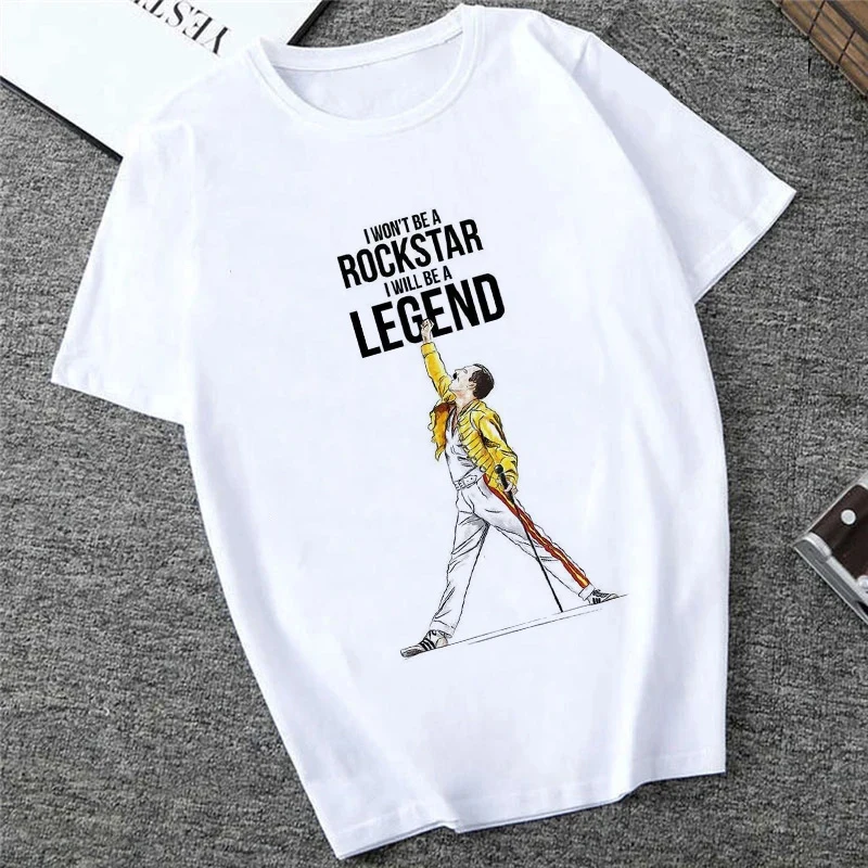 Freddie Mercury Short Sleeve T Shirt The Queen Band Graphic Print  T Shirt Fashion Casual  Crew Neck Plus Size T Shirt Women