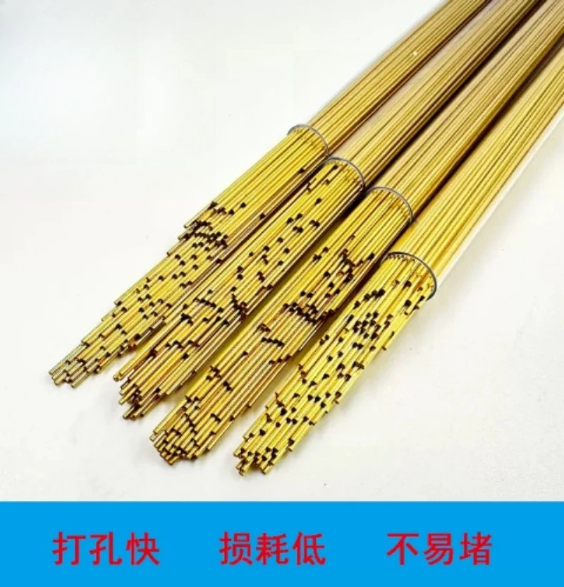 100Pcs Single‑Hole Brass Electrode Tube, OD 0.3‑1.0mm 400mm Length EDM Drill Pipe for Small‑Hole Drilling Machine