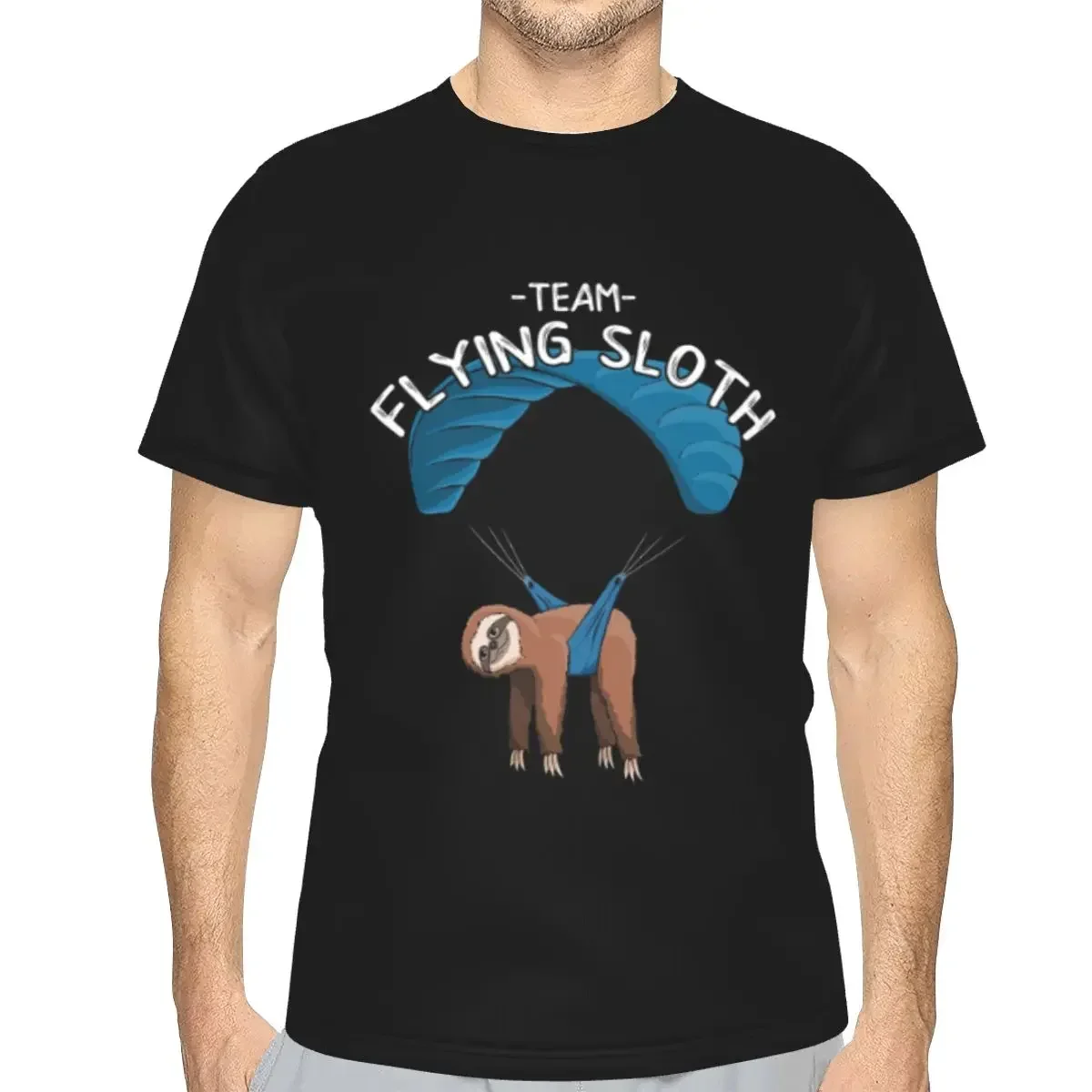 polyester Paragliding Flying Sloth Sunglasses Skydiver Paraglider T-Shirt Men's FunnyT Shirt Men Round Neck Summer Shirts Tops