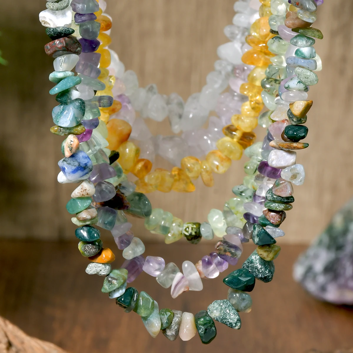 Natural Irregular Stone Crystal Necklace Bohemian Spring/Summer Beach Style