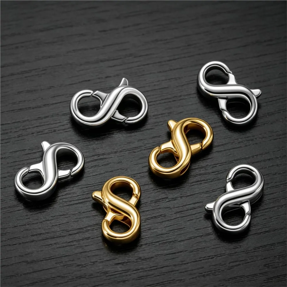 10pcs 12X6mm Figure Eight Closure Clasps Lobster Clasp For Key Ring Necklace Chain Hook DIY Accessories Jewelry Making Findings - view 5
