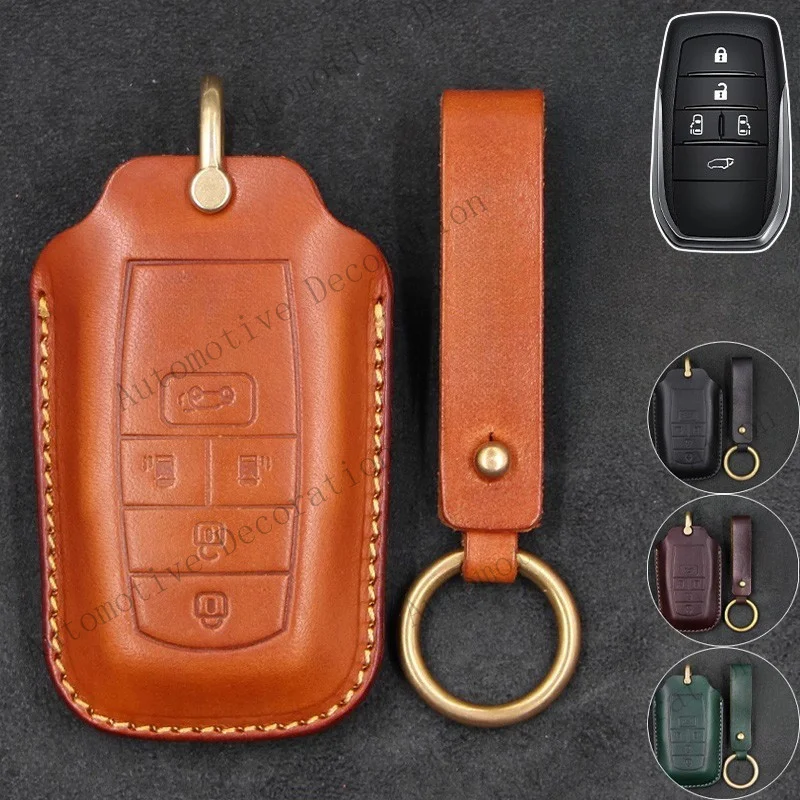 Z+ Genuine Leather Car Smart Key Fob Case Cover For Toyota Previa Alphard 2014-2020