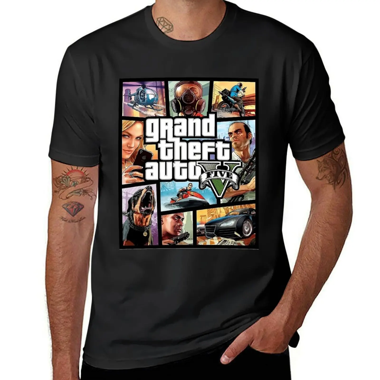 

Grand theft auto five Classic. Футболка мужская винтажная, летний топ, однотонная белая