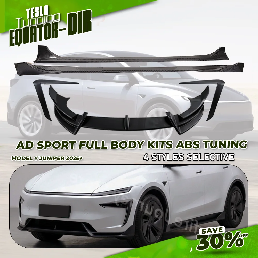 

AD Front Bumper Kits for Tesla Model Y Juniper 2025+ Front Lip with Wind Blade Trim & Side Skirts Glossy Black Body Kits Set